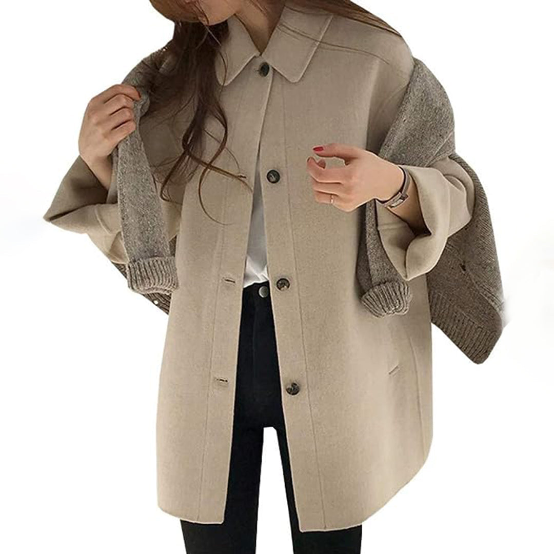 Manteau Confortable à Boutonnage pour Femme – Coupe Décontractée Mi-Longue