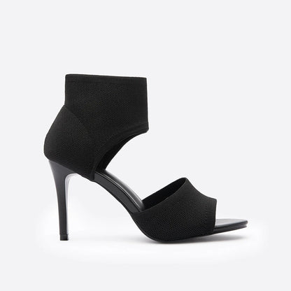 Sandales Élégantes à Talon Aiguille - Chaussette en Tricot Stretch et bout Ouvert