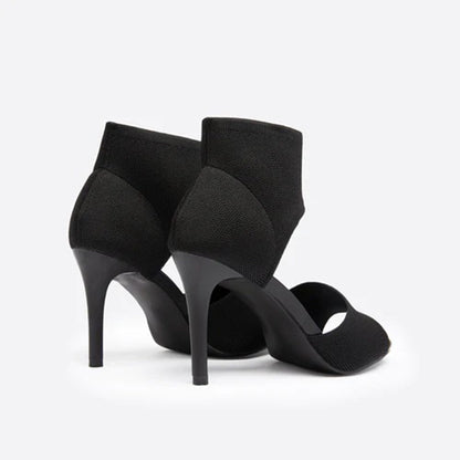 Sandales Élégantes à Talon Aiguille - Chaussette en Tricot Stretch et bout Ouvert