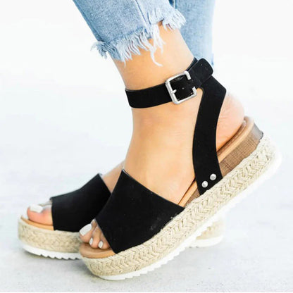 Sandales Plateformes pour Femmes – Semelle Espadrille et Bride Cheville Réglable
