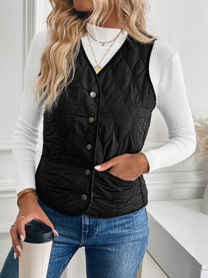 lightweight button-down quilted vest