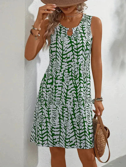 Robe Courte d’Été Sans Manches à Imprimé Coloré pour Femme et Tissu Léger