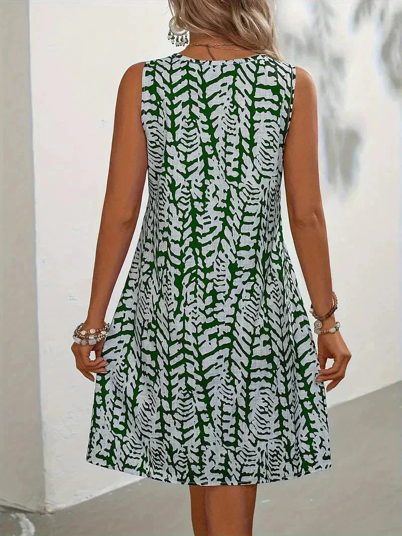 Robe Courte d’Été Sans Manches à Imprimé Coloré pour Femme et Tissu Léger
