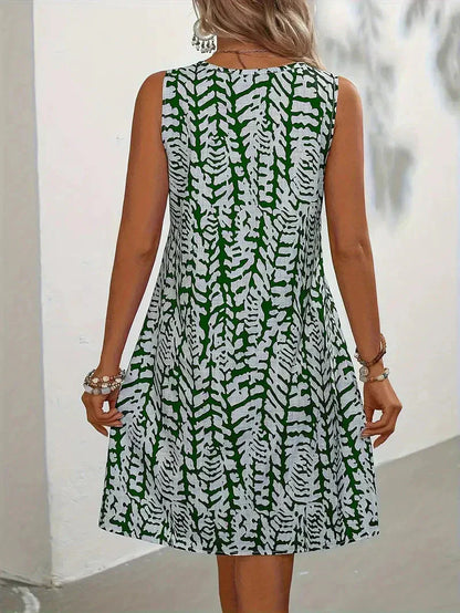 Robe Courte d’Été Sans Manches à Imprimé Coloré pour Femme et Tissu Léger