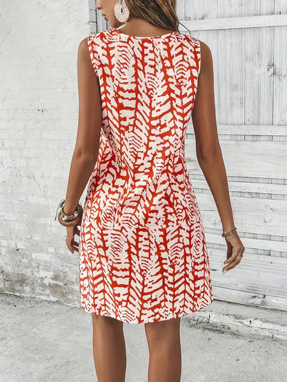 Robe Courte d’Été Sans Manches à Imprimé Coloré pour Femme et Tissu Léger