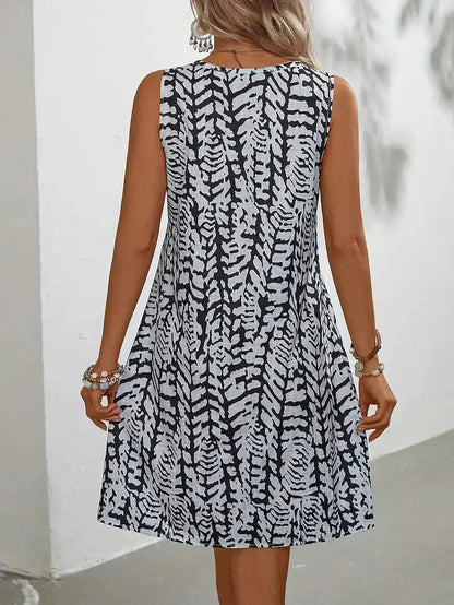 Robe Courte d’Été Sans Manches à Imprimé Coloré pour Femme et Tissu Léger