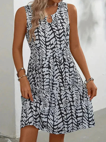 Robe Courte d’Été Sans Manches à Imprimé Coloré pour Femme et Tissu Léger
