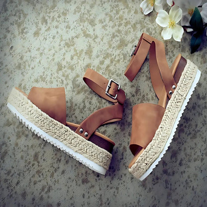 Sandales Plateformes pour Femmes – Semelle Espadrille et Bride Cheville Réglable