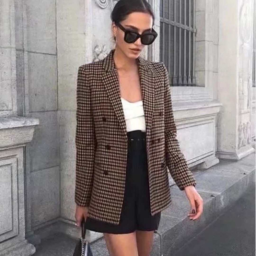 Femme Blazer Classique à Col Revers et Manches Longues