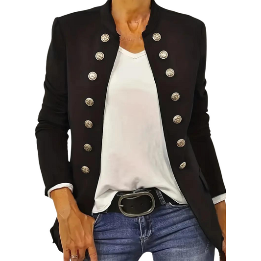 Women's Black Chic Casual Front Buttoned Jacket