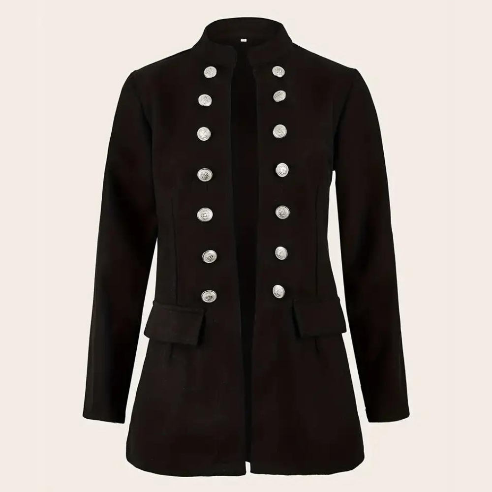 Women's Black Chic Casual Front Buttoned Jacket