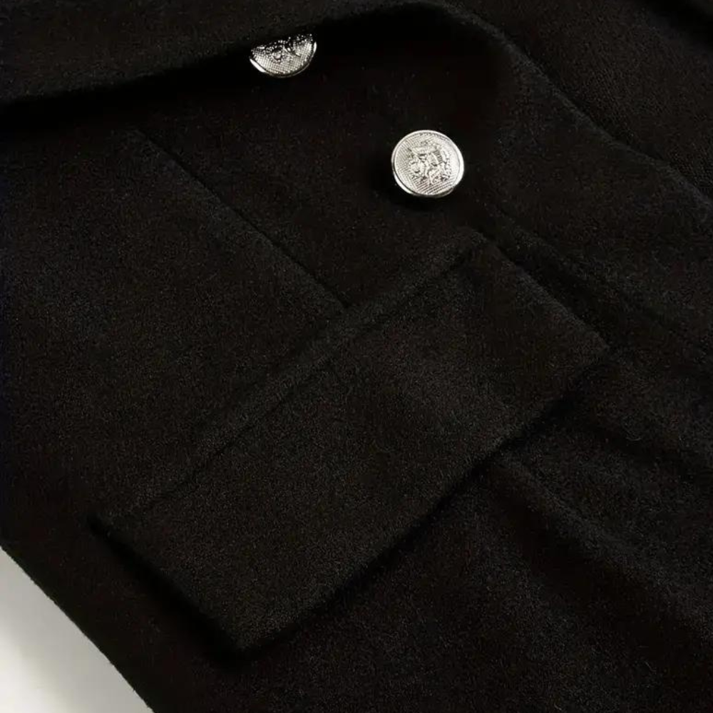 Women's Black Chic Casual Front Buttoned Jacket