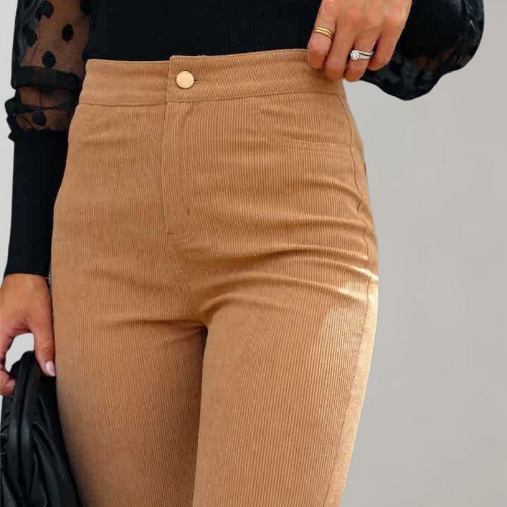 Pour femme - Pantalon taille haute évasé jambe large coupe élégante