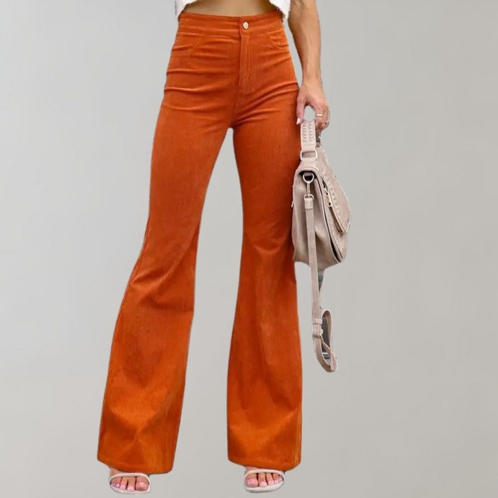 Pour femme - Pantalon taille haute évasé jambe large coupe élégante