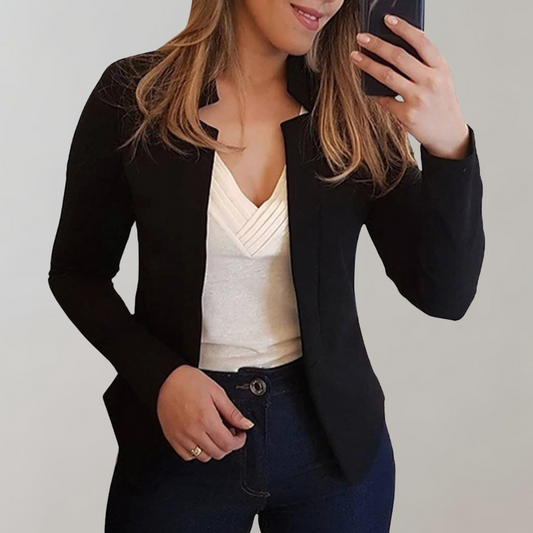 Women's Elegant Open Front Notched Collar Blazer