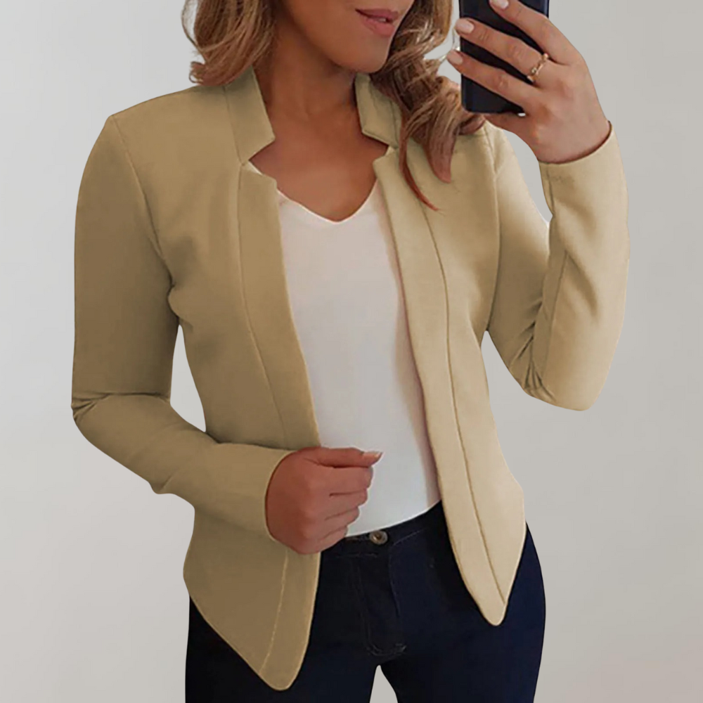 Elegante damesblazer met open voorkant en ingekerfde kraag