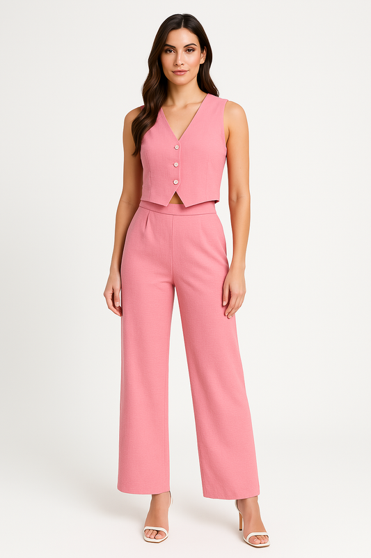 Gilet Court Cintré à Col V et Taille Structurée pour Femme