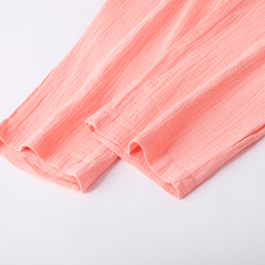 Women's Two-Piece Set - Button-Up Shirt & Elastic Waist Trousers - Relaxed Fit