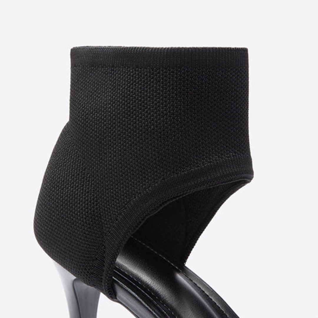 Sandales Élégantes à Talon Aiguille - Chaussette en Tricot Stretch et bout Ouvert