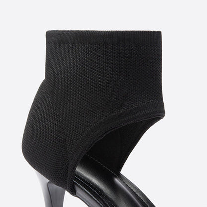 Sandales Élégantes à Talon Aiguille - Chaussette en Tricot Stretch et bout Ouvert