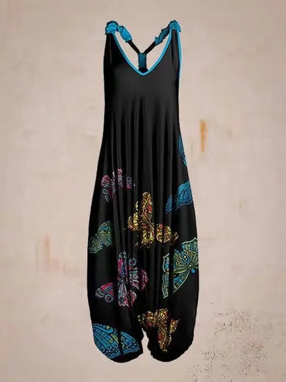 Pour femme - Combinaison bohème à col halter coupe ample style sarouel