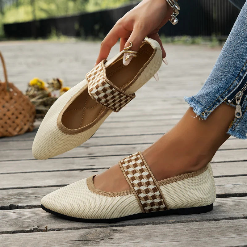 Ballerines Décontractées à Bout Pointu et Tissu Respirant pour Femmes