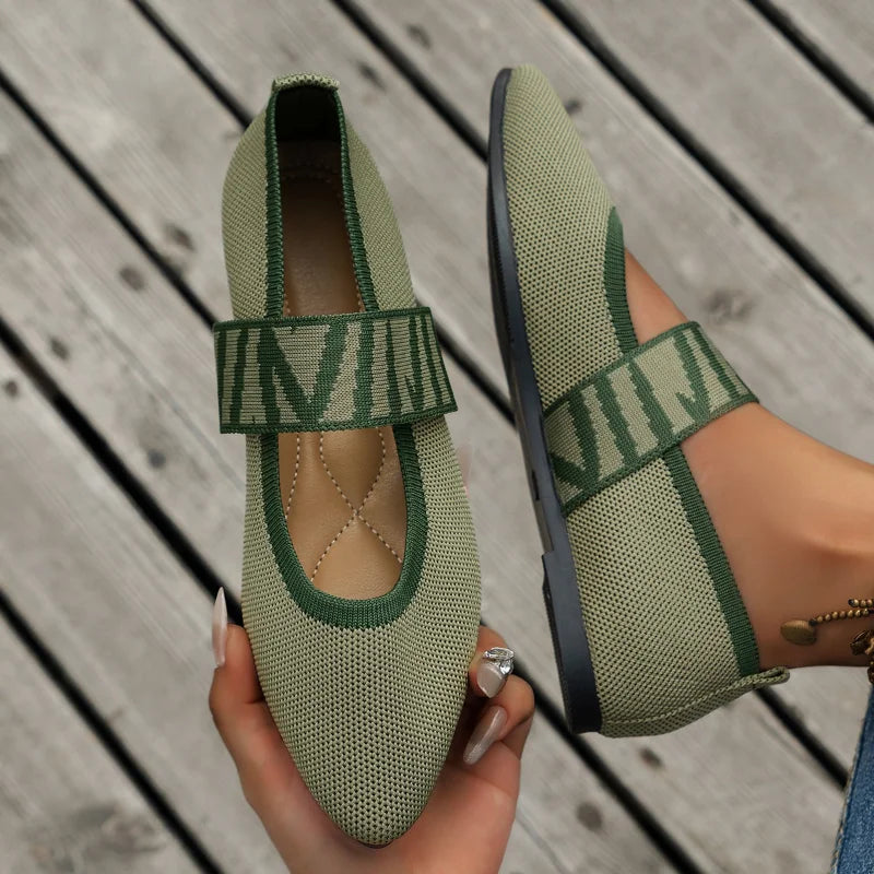 Ballerines Décontractées à Bout Pointu et Tissu Respirant pour Femmes
