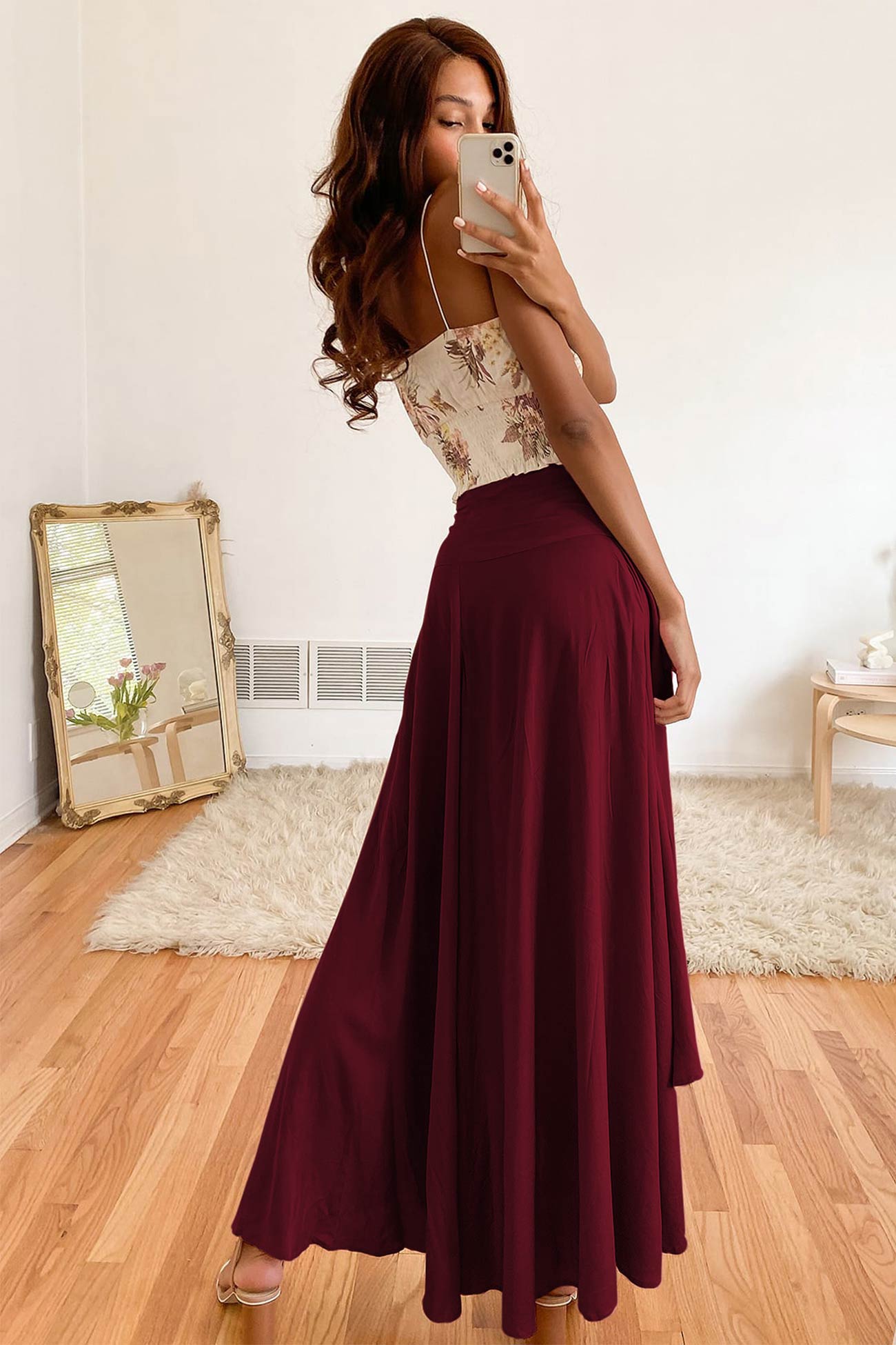Kvinders maxi nederdel - Høj talje - Flowy Lightweight Fabric - High Slits Elegant Fit
