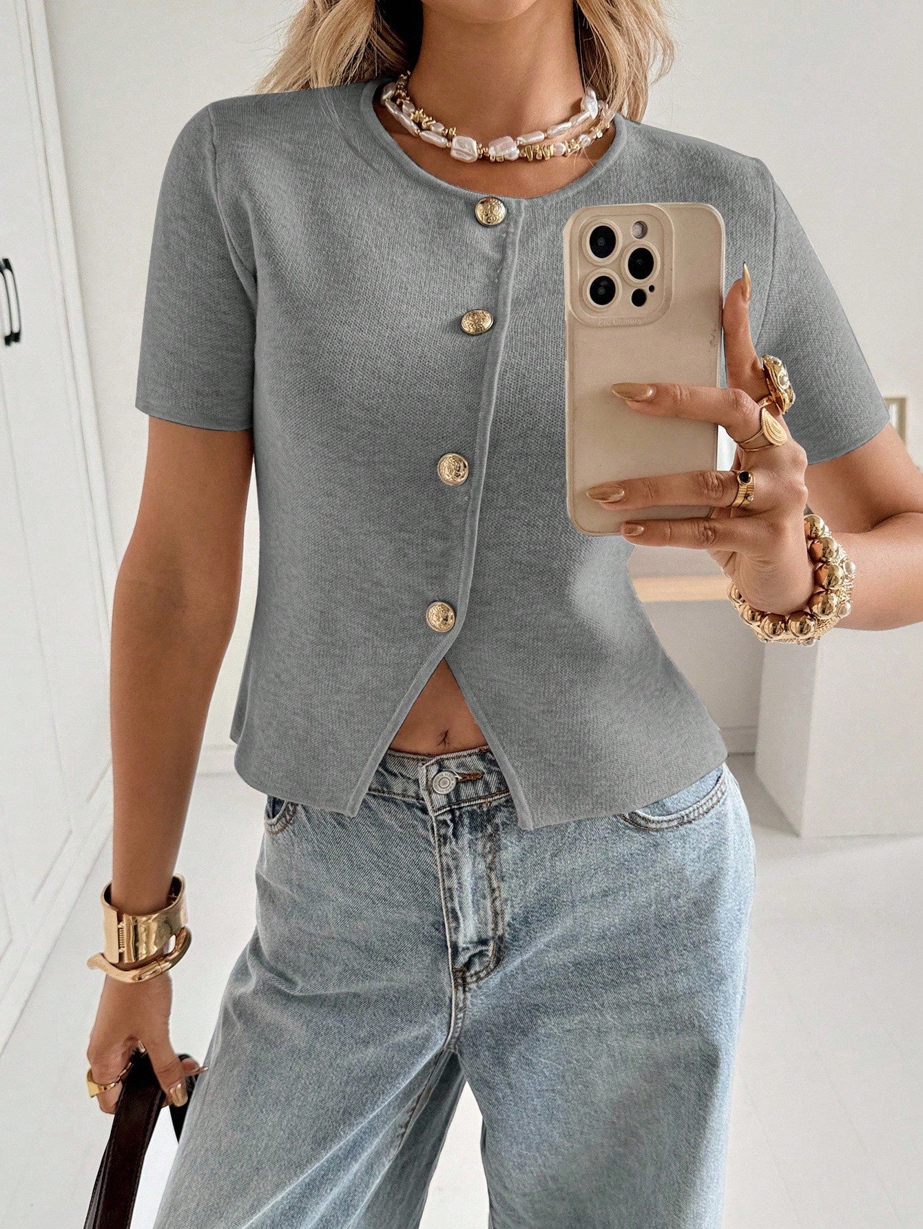 Women's Casual Knit Cardigan – Soft Short Sleeve Button Front Sweater