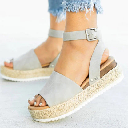 Sandales Plateformes pour Femmes – Semelle Espadrille et Bride Cheville Réglable