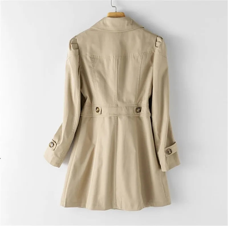Trench Élégant pour Femmes à Boutonnage Simple et Ceinture à la Taille