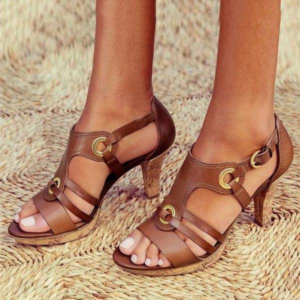 Sandales à Talons Moyens pour Femmes – Brides Élégantes et Bout Ouvert