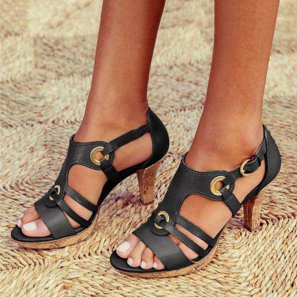 Sandales à Talons Moyens pour Femmes – Brides Élégantes et Bout Ouvert