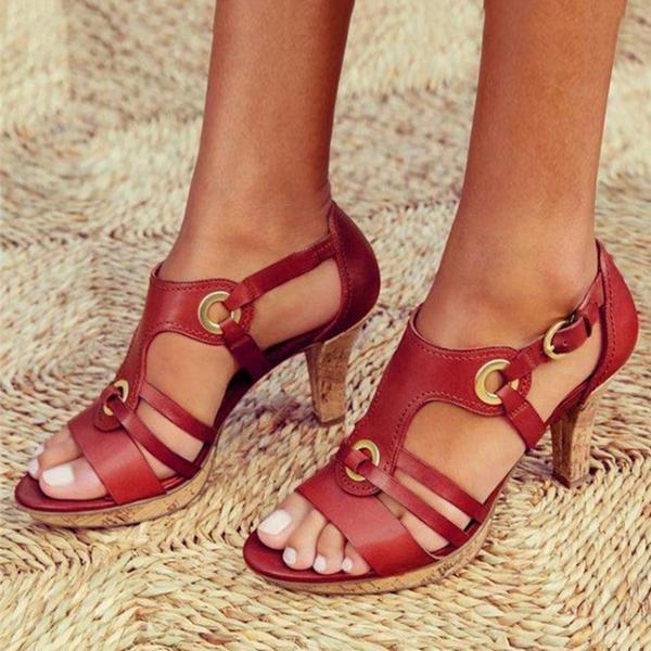 Sandales à Talons Moyens pour Femmes – Brides Élégantes et Bout Ouvert