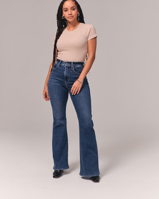 Jean taille haute coupe ample pour femme