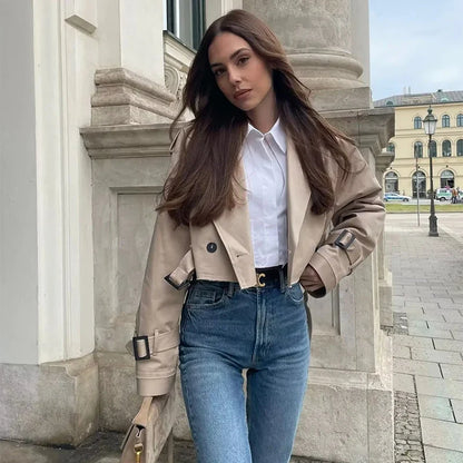 Women's Short Lapel Collar Casual Jacket
