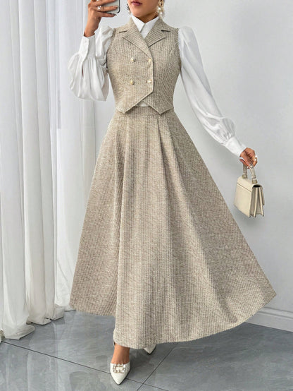 minimalist long sleeve jacket skirt set