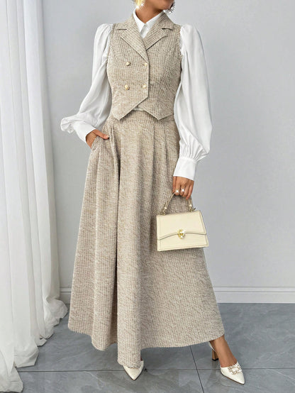 minimalist long sleeve jacket skirt set