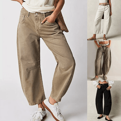 Jean taille haute à jambes larges pour femme