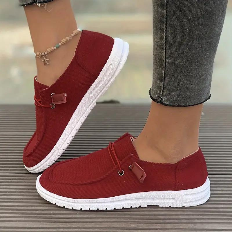 Kvinders slip -on sko - Tekstil øvre - ribben afslappet design - gummisål