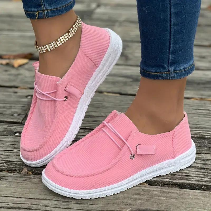 Kvinders slip -on sko - Tekstil øvre - ribben afslappet design - gummisål