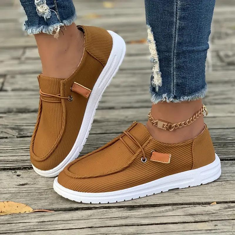 Kvinders slip -on sko - Tekstil øvre - ribben afslappet design - gummisål