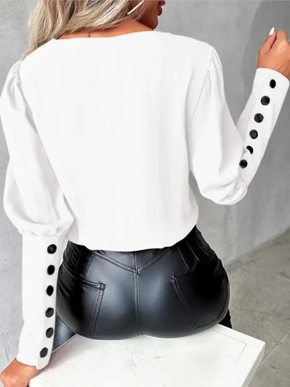 Blouse Femme Élégante à Col en V – Coupe Fluide et Tissu Léger