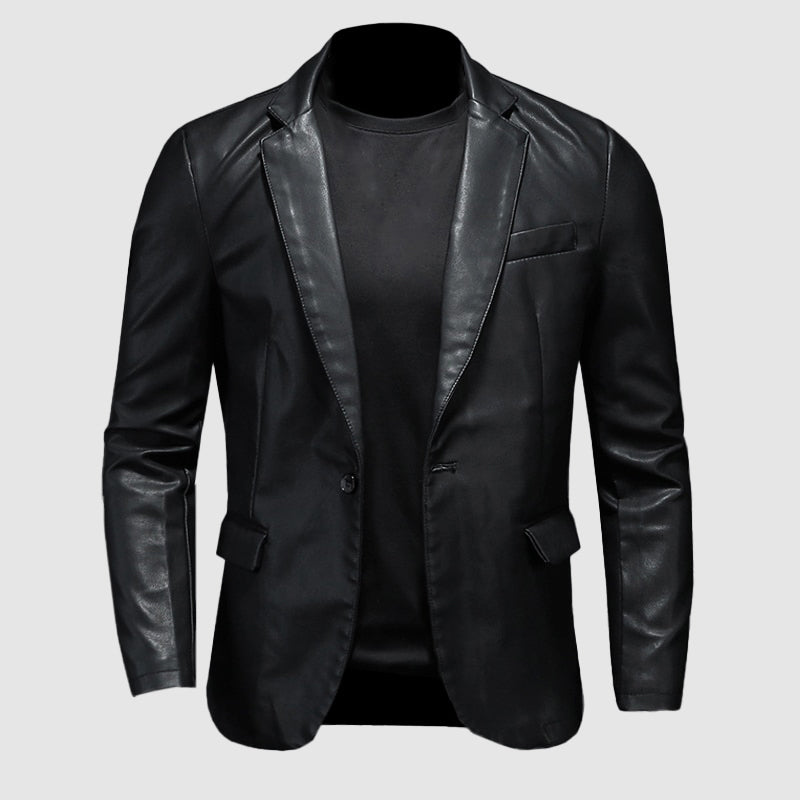 Blazer Homme en Similicuir – Coupe Slim – Style Casual & Élégant