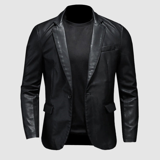 Blazer Homme en Similicuir – Coupe Slim – Style Casual & Élégant
