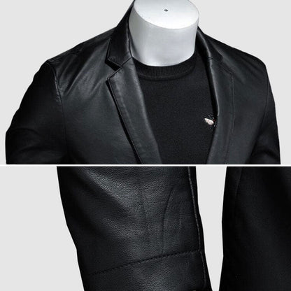 Blazer Homme en Similicuir – Coupe Slim – Style Casual & Élégant