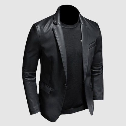 Blazer Homme en Similicuir – Coupe Slim – Style Casual & Élégant
