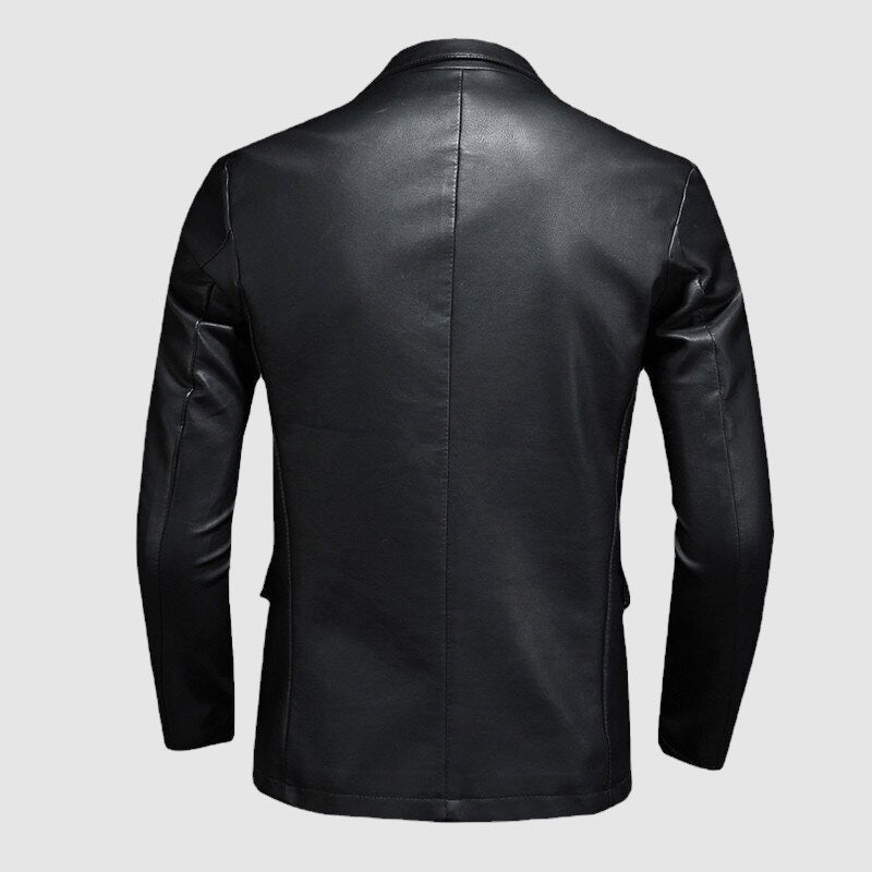 Blazer Homme en Similicuir – Coupe Slim – Style Casual & Élégant