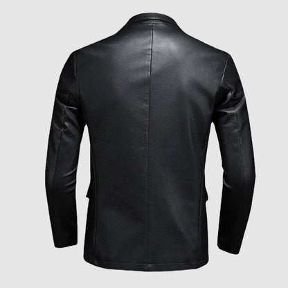 Blazer Homme en Similicuir – Coupe Slim – Style Casual & Élégant