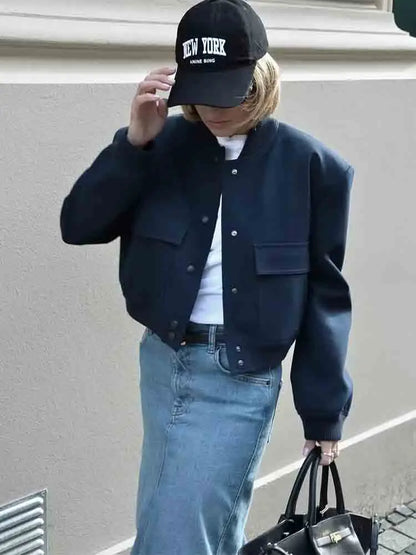 Women's Loose Fit Casual Bomber Jacket